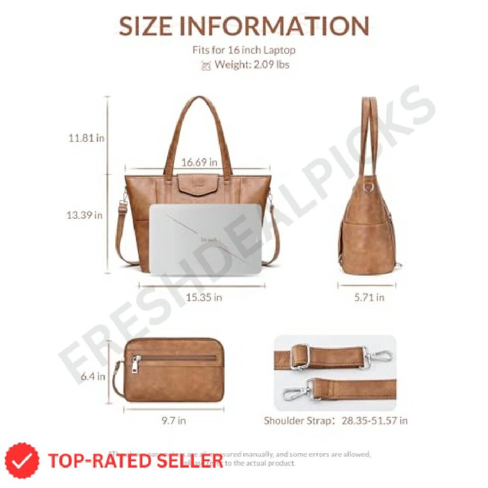Convertible Leather Laptop Bag Elegant Retro Chic Work Travel Tote Backpack - Picture 5 of 8
